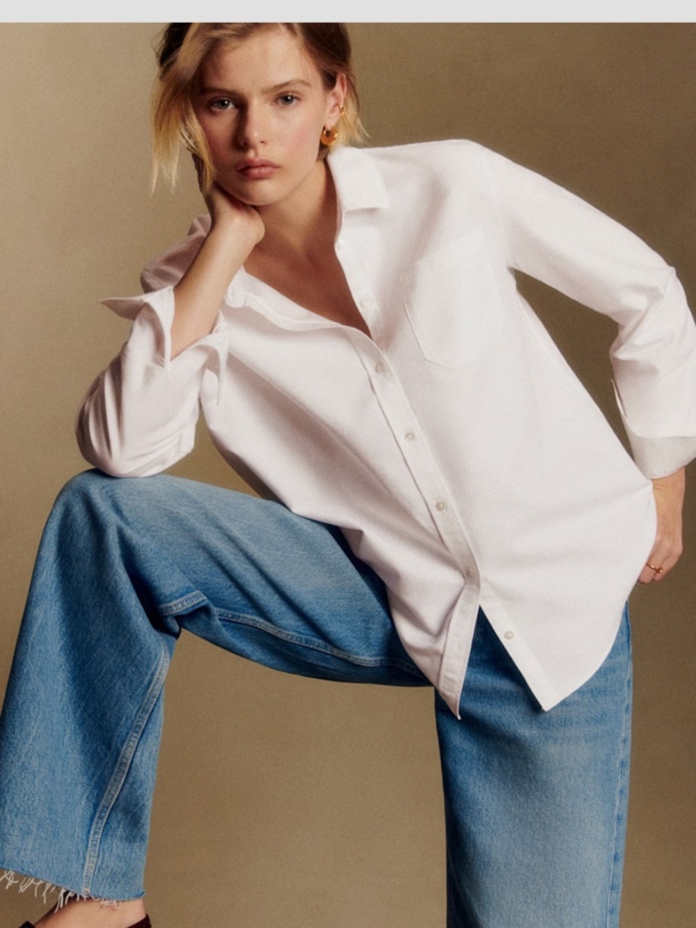 Sezane Tomboy Shirt White - Size 8